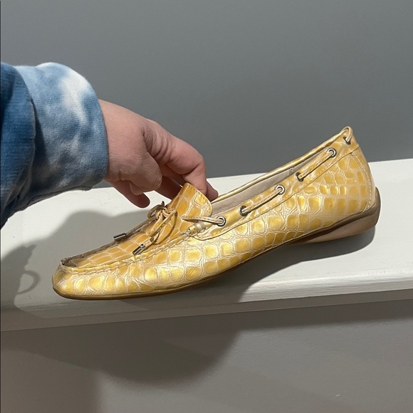 Yellow Crocodile-Patterned Leather Loafers Sperry Women's Size 9M size 9 M EUC - Picture 6 of 11
